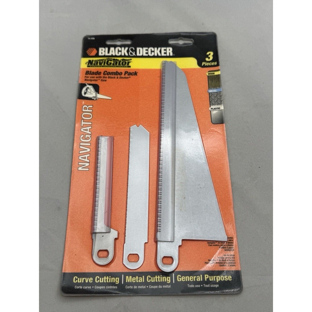 Black & Decker Navigator Blade 3 Piece Combo Pack New Sealed Curve Metal 74-598